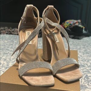 Steve Madden Women's Tan Rhinestone Heels